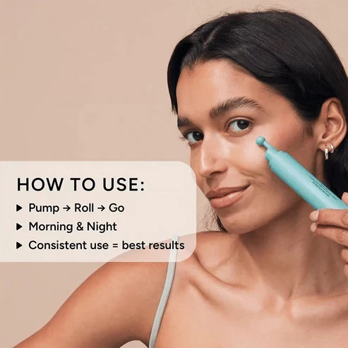 Peptide Eye Serum - Cooling Rollerball Under Eye Serum for Puffiness Dark Circles & Wrinkles