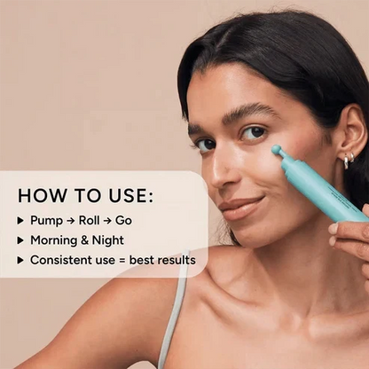 Peptide Eye Serum - Cooling Rollerball Under Eye Serum for Puffiness Dark Circles & Wrinkles