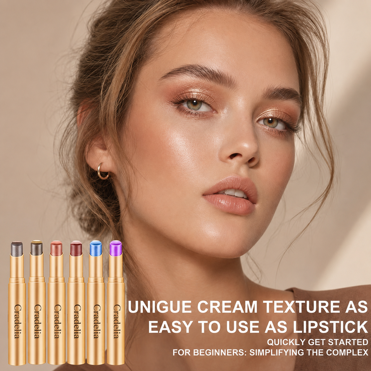 3 in 1 Easy Eyeshadow Stick for Beginners Waterproof Longwear Shimmer Makeup Set
