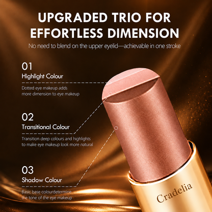 3 in 1 Easy Eyeshadow Stick for Beginners Waterproof Longwear Shimmer Makeup Set