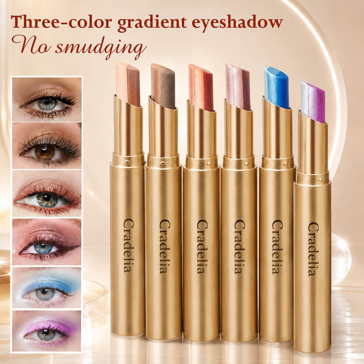 3 in 1 Easy Eyeshadow Stick for Beginners Waterproof Longwear Shimmer Makeup Set