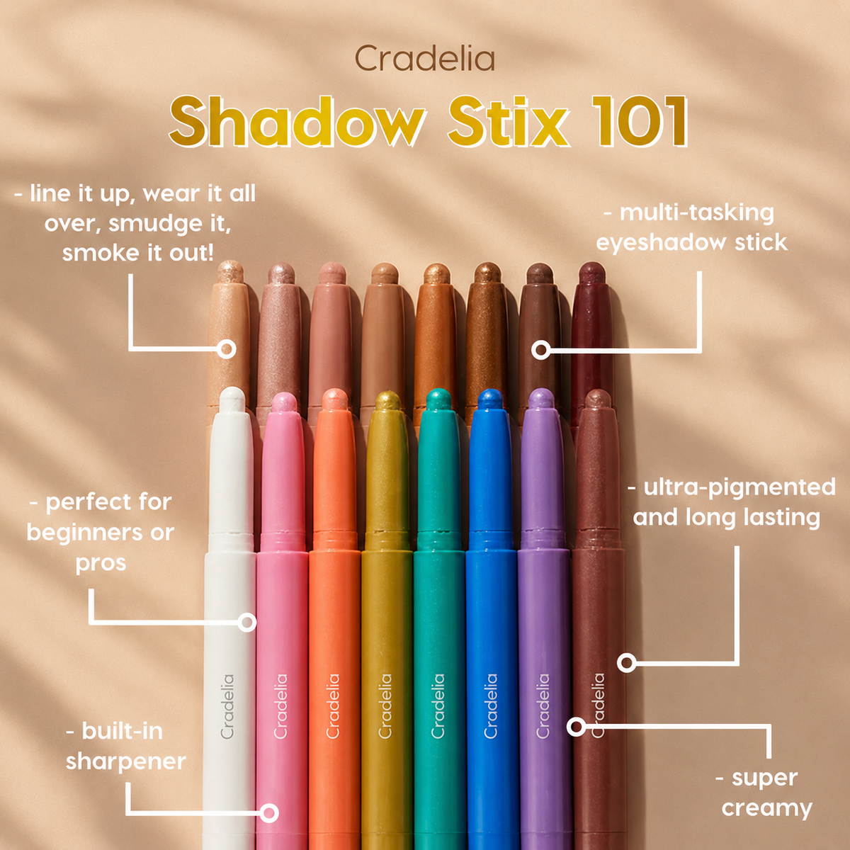Creamy Eyeshadow Stick Long Wear Matte Metallic Chrome
