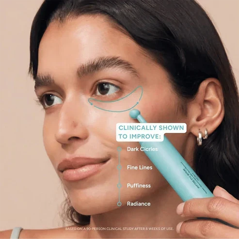 Peptide Eye Serum - Cooling Rollerball Under Eye Serum for Puffiness Dark Circles & Wrinkles