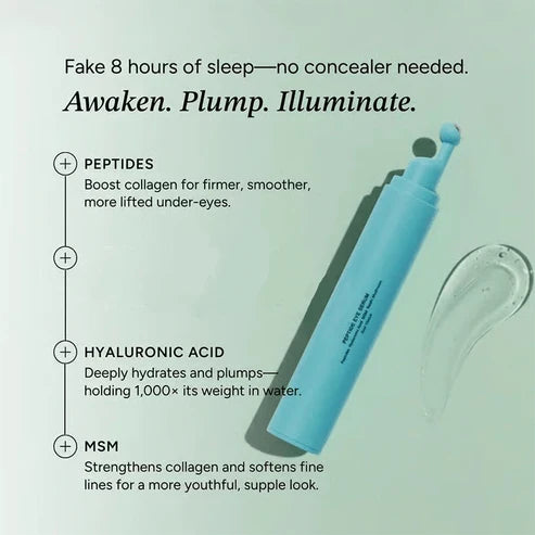 Peptide Eye Serum - Cooling Rollerball Under Eye Serum for Puffiness Dark Circles & Wrinkles
